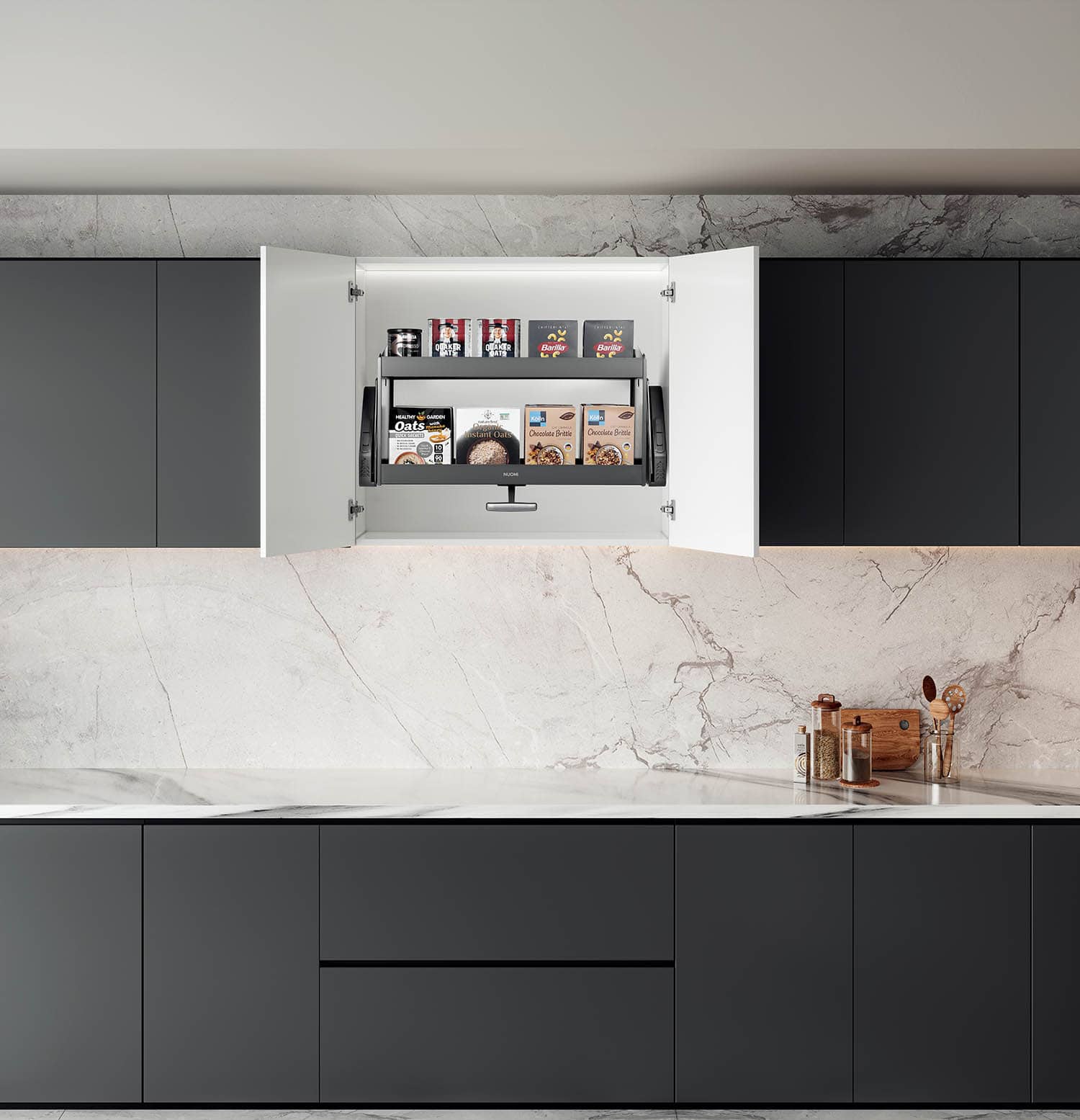 kitchen matt grey tall pantry unit