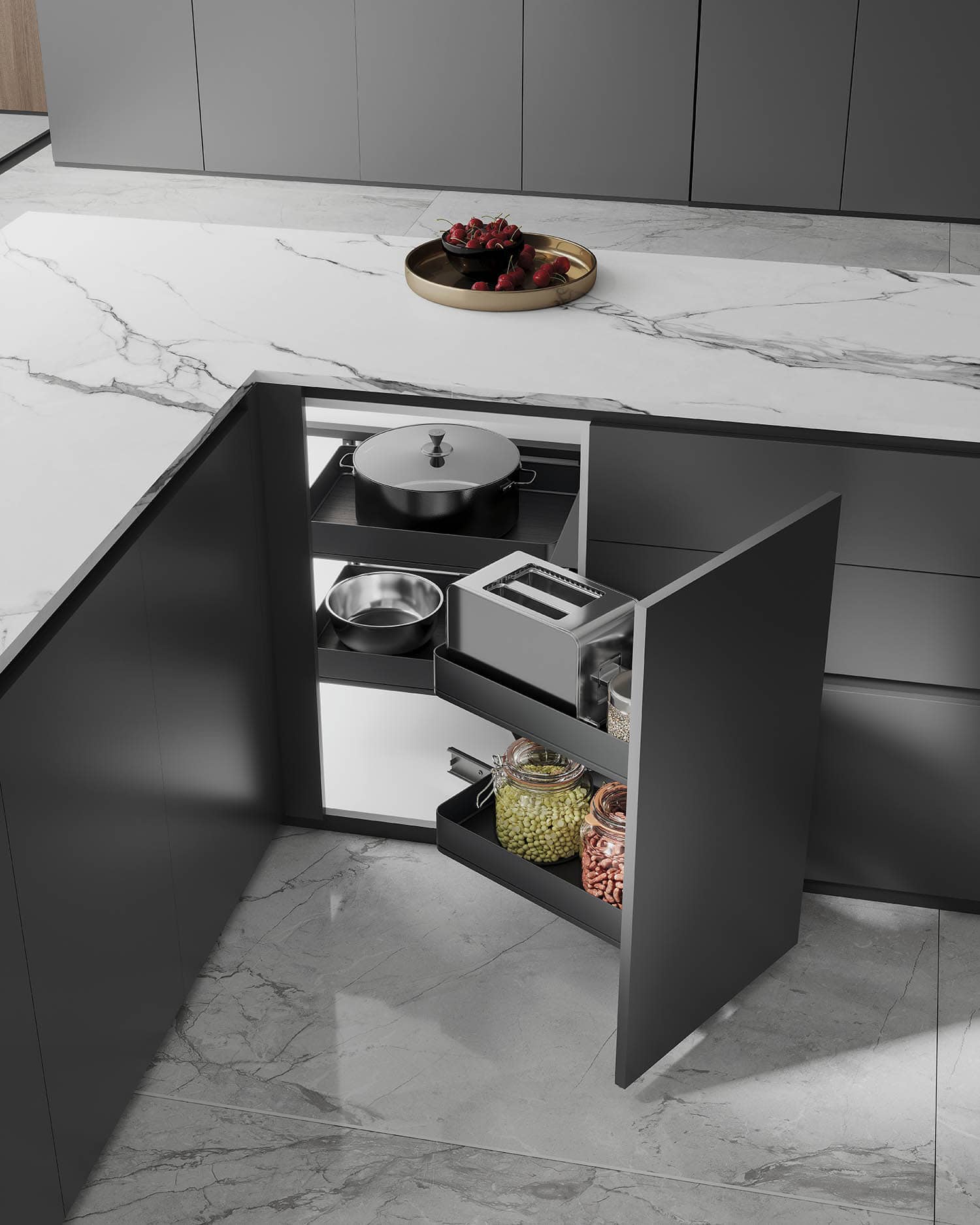 kitchen matt grey tall pantry unit